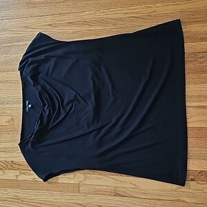 NEW! Eileen Fisher drape neck jersey tee / short-sleeve in black Large